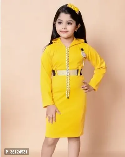 Fabulous Yellow Viscose Rayon Solid Bodycon Dress For Girls-thumb0