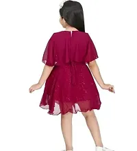 Fabulous Maroon Chiffon Solid Fit And Flare Dress For Girls-thumb1