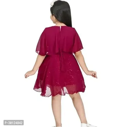 Fabulous Maroon Chiffon Solid Fit And Flare Dress For Girls-thumb3