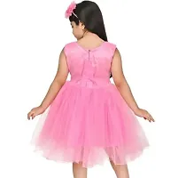 Fabulous Pink Lace Solid Fit And Flare Dress For Girls-thumb1