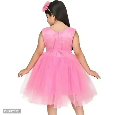 Fabulous Pink Lace Solid Fit And Flare Dress For Girls-thumb2