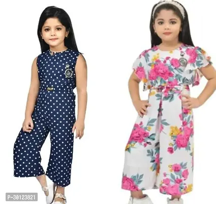 Fabulous Multicoloured Rayon Printed Jumpsuits For Girls Pack Of 2-thumb0