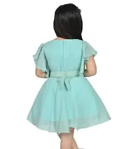 Fabulous Blue Chiffon Solid Fit And Flare Dress For Girls-thumb1