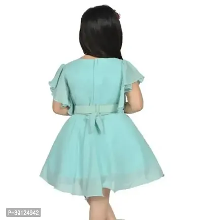 Fabulous Blue Chiffon Solid Fit And Flare Dress For Girls-thumb2