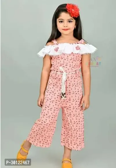 Fabulous Pink Rayon Printed Jumpsuits For Girls