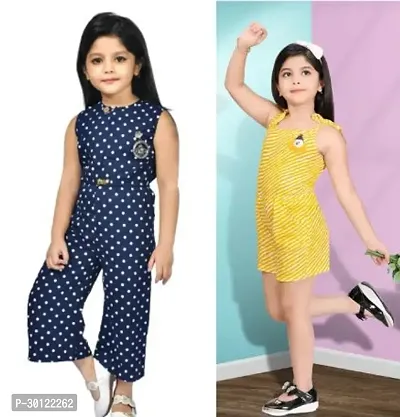 Fabulous Multicoloured Rayon Printed Jumpsuits For Girls Pack Of 2-thumb0