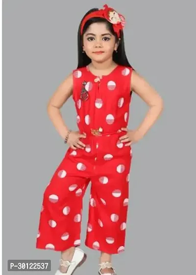 Fabulous Red Rayon Printed Jumpsuits For Girls-thumb0