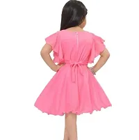 Fabulous Pink Cotton Blend Solid Fit And Flare Dress For Girls-thumb1