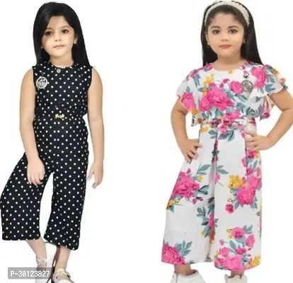 Fabulous Multicoloured Rayon Printed Jumpsuits For Girls Pack Of 2-thumb0