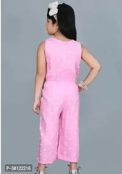 Fabulous Pink Cotton Blend Printed Jumpsuits For Girls-thumb2