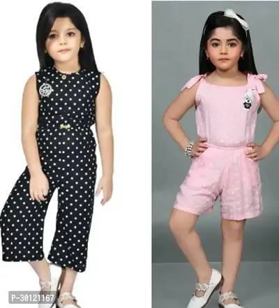 Fabulous Multicoloured Rayon Printed Jumpsuits For Girls Pack Of 2