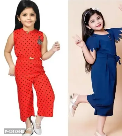 Fabulous Multicoloured Rayon Printed Jumpsuits For Girls Pack Of 2-thumb0