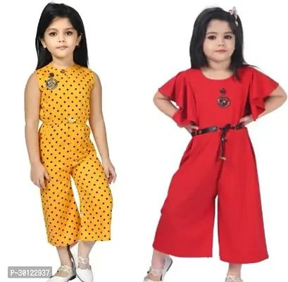 Fabulous Multicoloured Rayon Printed Jumpsuits For Girls Pack Of 2