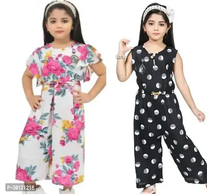 Fabulous Multicoloured Rayon Printed Jumpsuits For Girls Pack Of 2-thumb0