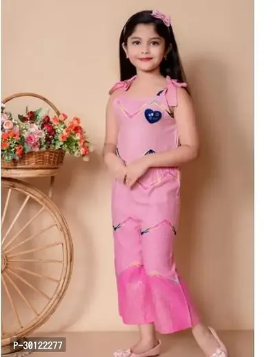 Fabulous Pink Rayon Printed Jumpsuits For Girls-thumb0