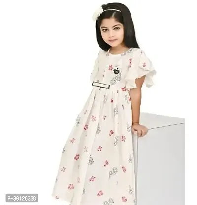 Alluring White Rayon Printed Kurtas For Girls-thumb0