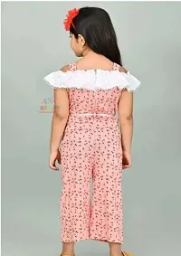 Fabulous Pink Rayon Printed Jumpsuits For Girls-thumb1