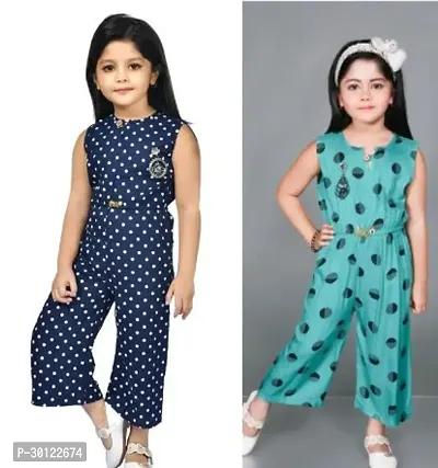 Fabulous Multicoloured Rayon Printed Jumpsuits For Girls Pack Of 2