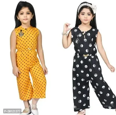 Fabulous Multicoloured Rayon Printed Jumpsuits For Girls Pack Of 2-thumb0