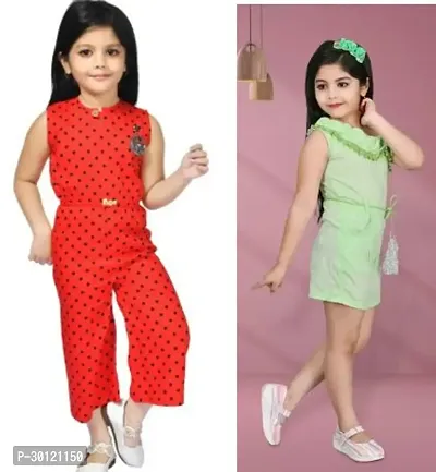 Fabulous Multicoloured Rayon Printed Jumpsuits For Girls Pack Of 2-thumb0