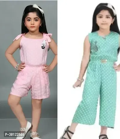 Fabulous Multicoloured Rayon Printed Jumpsuits For Girls Pack Of 2