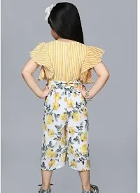 Fabulous Yellow Linen Printed Jumpsuits For Girls-thumb1