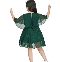 Fabulous Green Chiffon Solid Fit And Flare Dress For Girls-thumb1