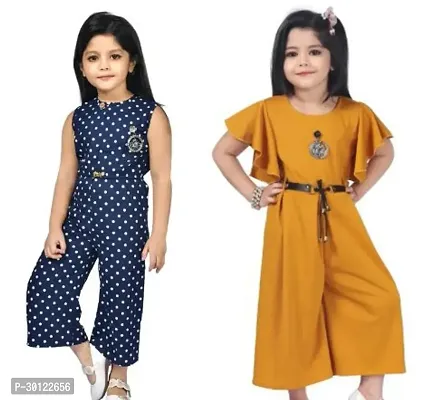 Fabulous Multicoloured Rayon Printed Jumpsuits For Girls Pack Of 2