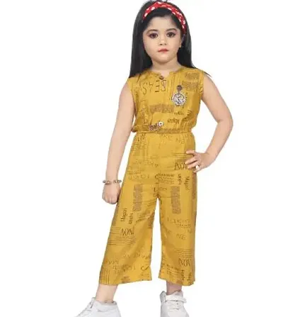 Fabulous Blue Rayon Printed Jumpsuits For Girls