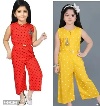 Fabulous Multicoloured Rayon Printed Jumpsuits For Girls Pack Of 2