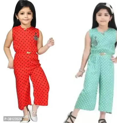 Fabulous Multicoloured Rayon Printed Jumpsuits For Girls Pack Of 2