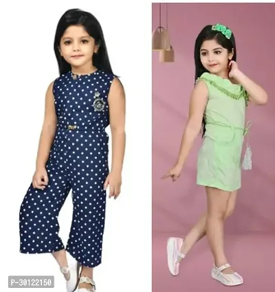 Fabulous Multicoloured Rayon Printed Jumpsuits For Girls Pack Of 2