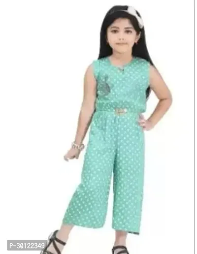 Fabulous Turquoise Rayon Printed Jumpsuits For Girls-thumb0