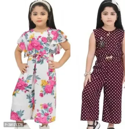 Fabulous Multicoloured Rayon Printed Jumpsuits For Girls Pack Of 2