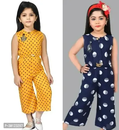 Fabulous Multicoloured Rayon Printed Jumpsuits For Girls Pack Of 2-thumb0