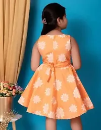 Fabulous Orange Cotton Printed A-Line Dress For Girls-thumb1