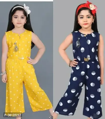 Fabulous Multicoloured Rayon Printed Jumpsuits For Girls Pack Of 2-thumb0