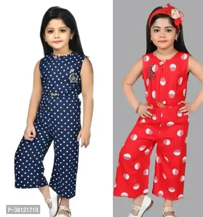 Fabulous Multicoloured Rayon Printed Jumpsuits For Girls Pack Of 2