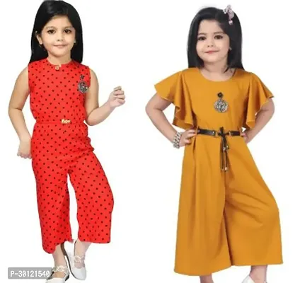 Fabulous Multicoloured Rayon Printed Jumpsuits For Girls Pack Of 2