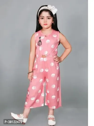 Fabulous Pink Rayon Printed Jumpsuits For Girls