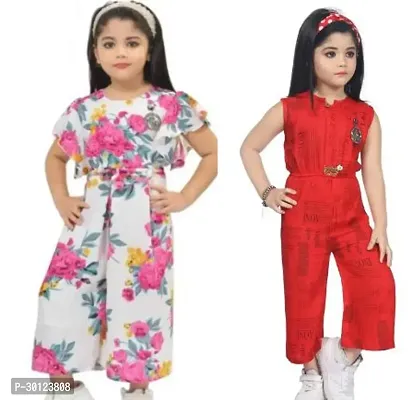 Fabulous Multicoloured Rayon Printed Jumpsuits For Girls Pack Of 2-thumb0