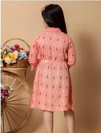 Fabulous Peach Rayon Printed A-Line Dress For Girls-thumb1