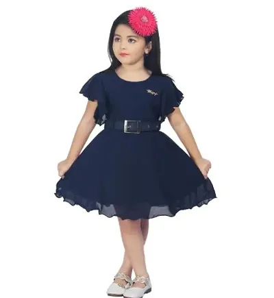 Fabulous Solid Fit And Flare Dress For Girls