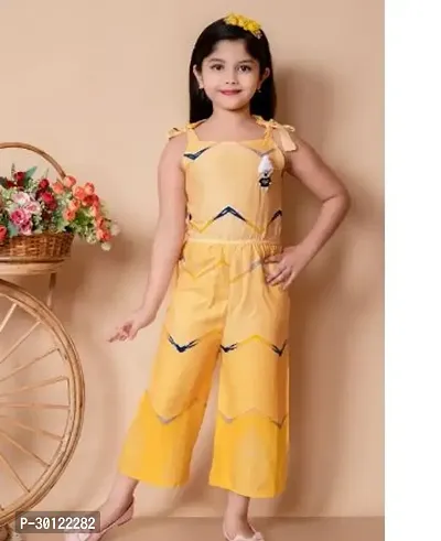 Fabulous Yellow Rayon Printed Jumpsuits For Girls