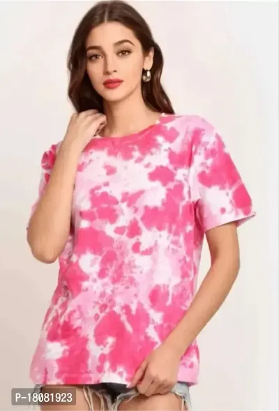 Stylish Fancy Cotton Blend Printed T-Shirts For Women-thumb0