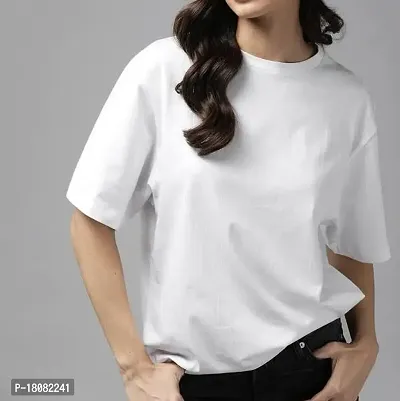 Stylish Fancy Cotton Blend Solid T-Shirts For Women