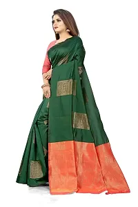 ZENOPHILY Designer Soft Silk Saree For Women(Green & Red)-thumb1