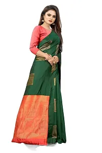 ZENOPHILY Designer Soft Silk Saree For Women(Green & Red)-thumb2