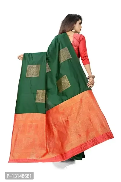 ZENOPHILY Designer Soft Silk Saree For Women(Green & Red)-thumb4