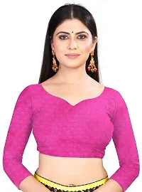 Zenophily Women's Banarasi Soft Lichi Silk Saree with Blouse Piece (Green,Pink)-thumb4